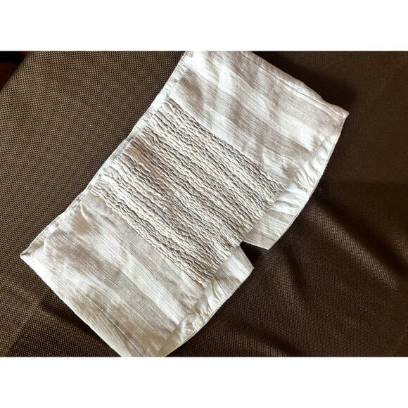 AZURA Linen Blend Stripe Strapless Crop Top Size Medium M SEXY MENSWEAR Smocked - Picture 4 of 9